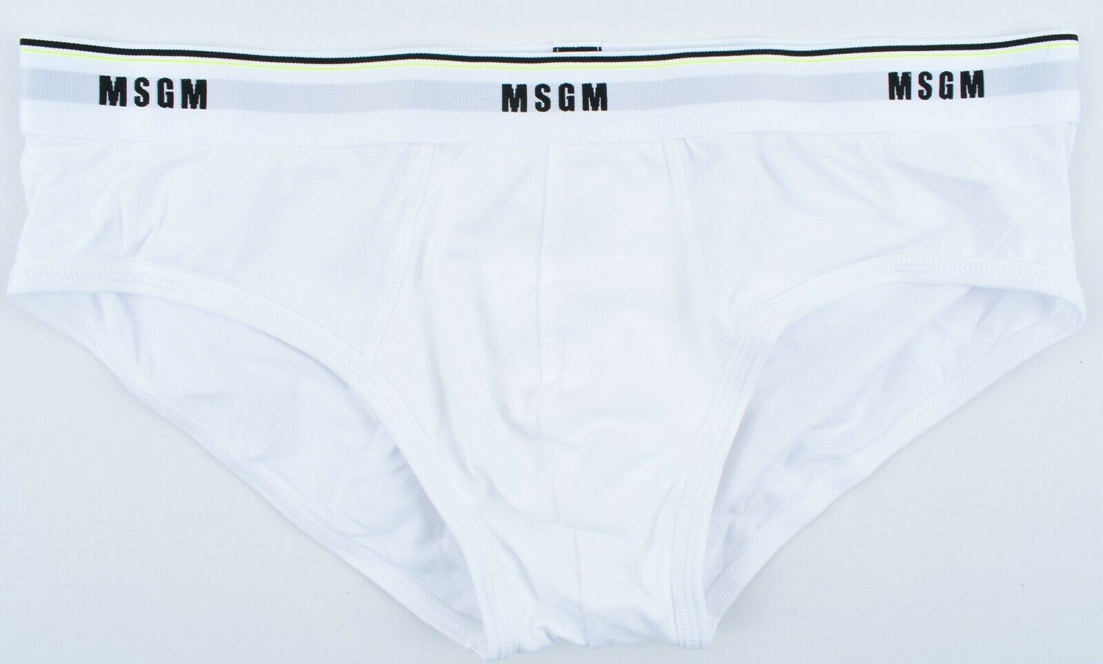 MSGM Underwear: Men’s Basic Cotton Stretch Midi Briefs, White, size L