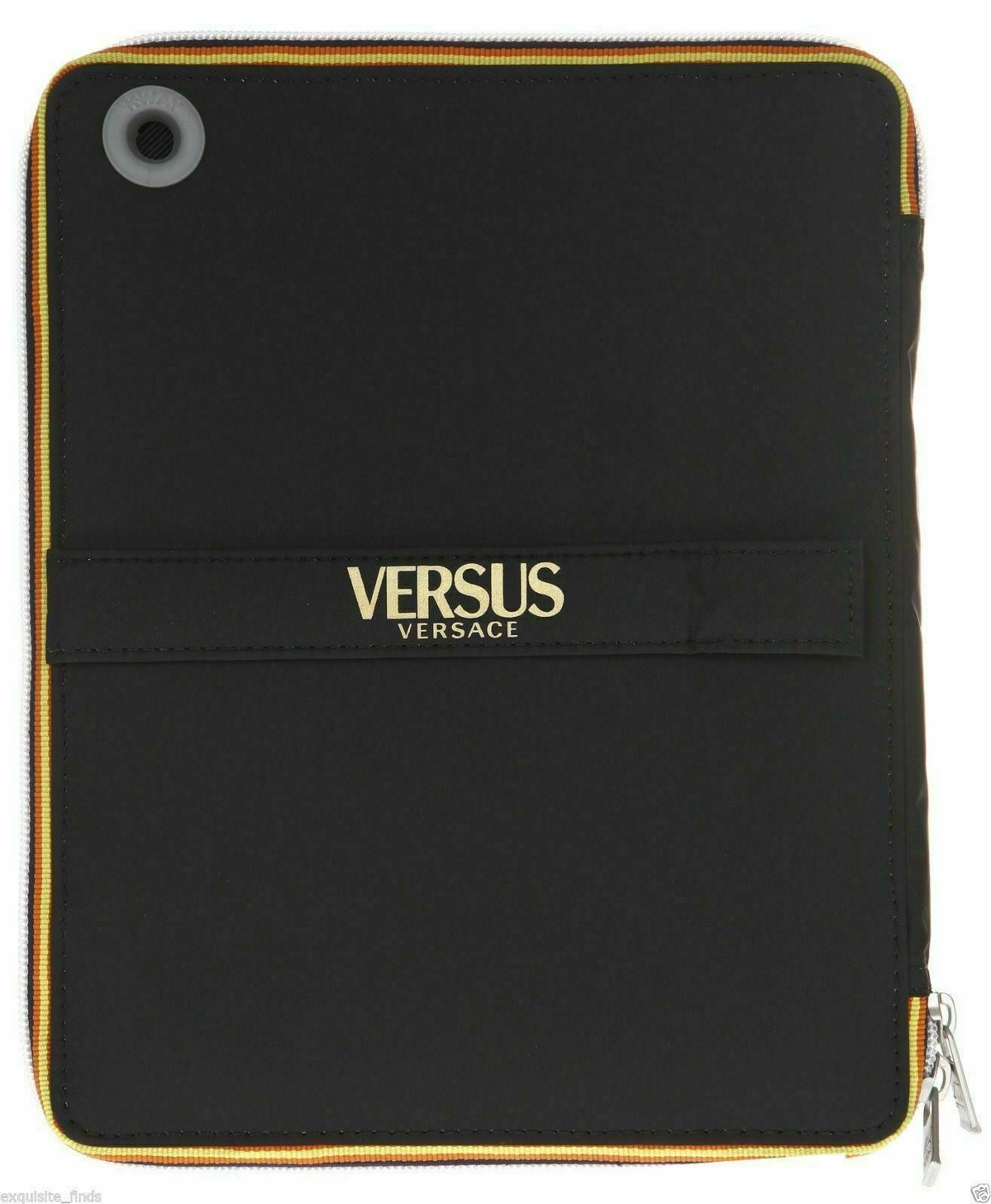Genuine VERSUS VERSACE x K-WAY iPad Case Zip Around Cover Case, Optical Black