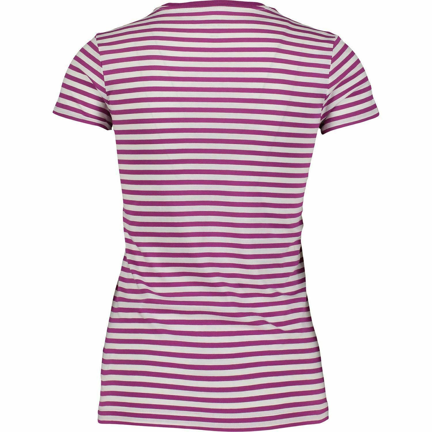 POLO RALPH LAUREN Women's Plum & White Striped T-Shirt Size XS