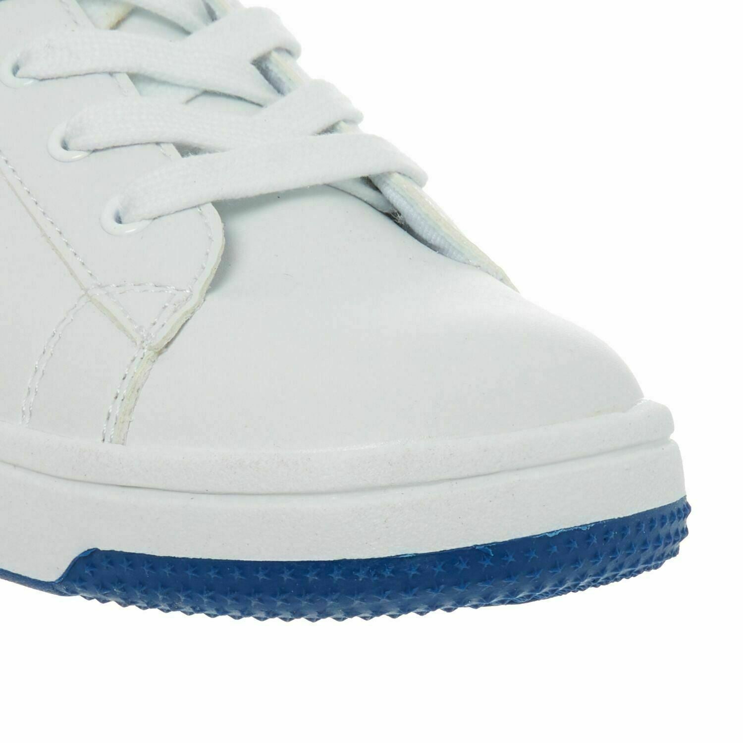 BIKKEMBERGS Boys' White & Blue Logo Trainers, size UK junior 6 /EU 39