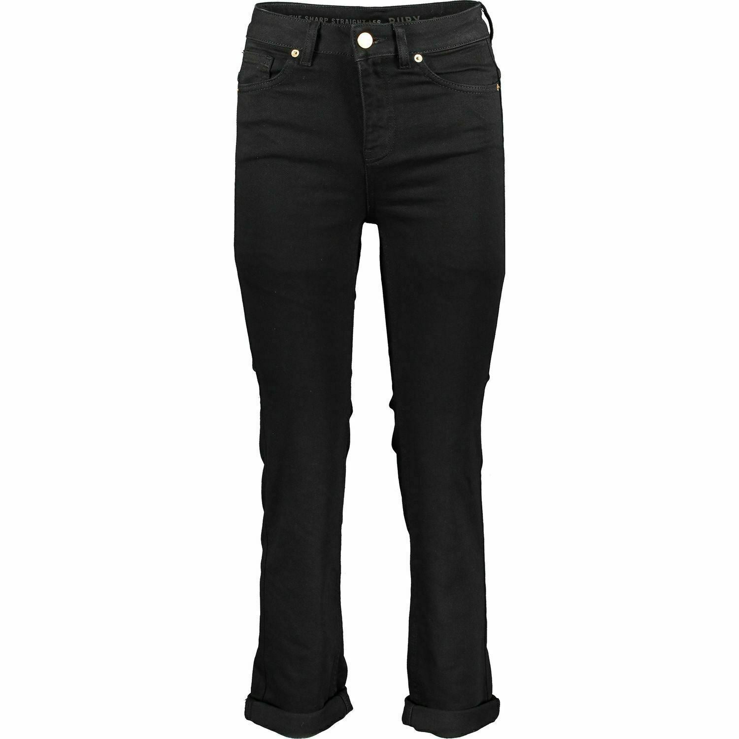 OASIS Women's RUBY Straight Leg High Rise Ankle Grazer Jeans, Black, size UK 6