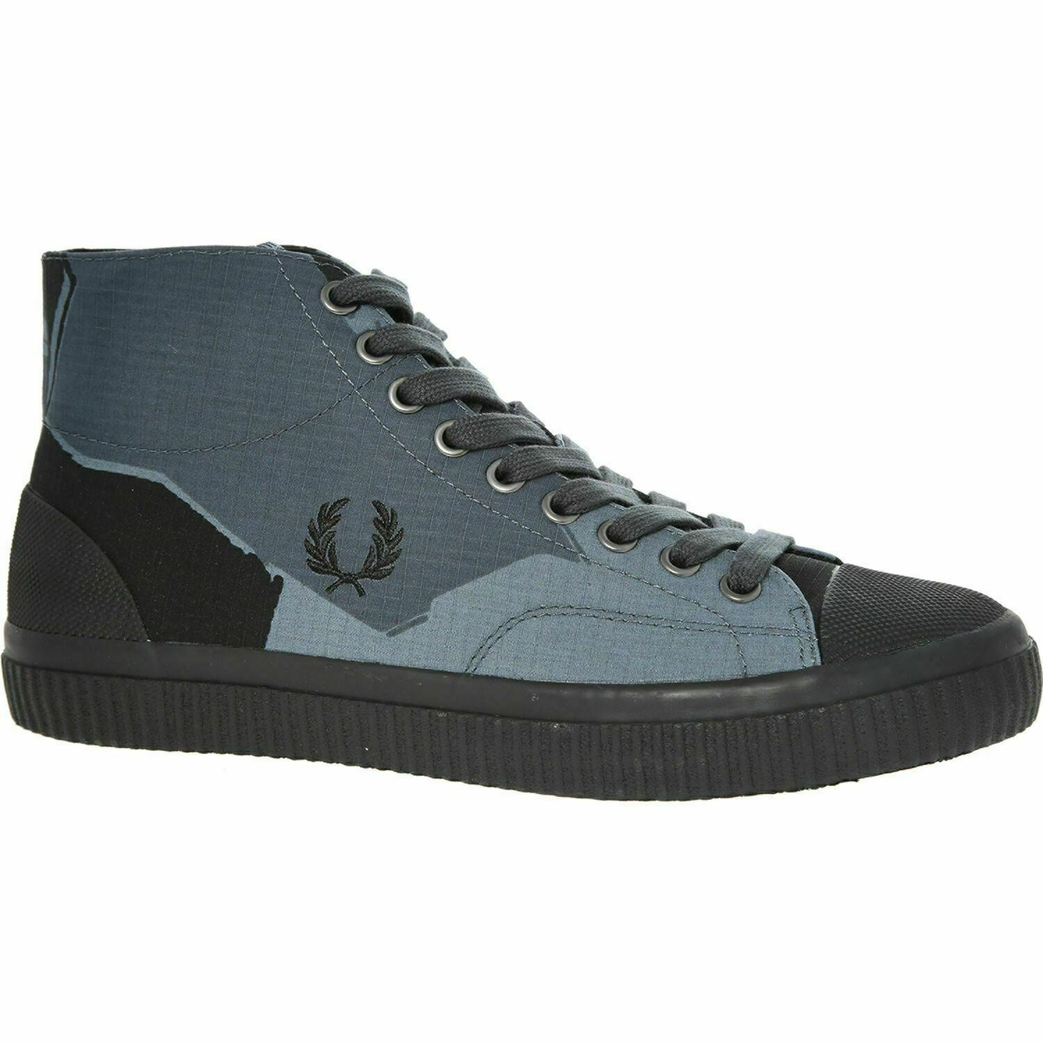 FRED PERRY Men's HUGHES Blue Airforce Camo High Top Canvas Trainers, UK 10 EU 45
