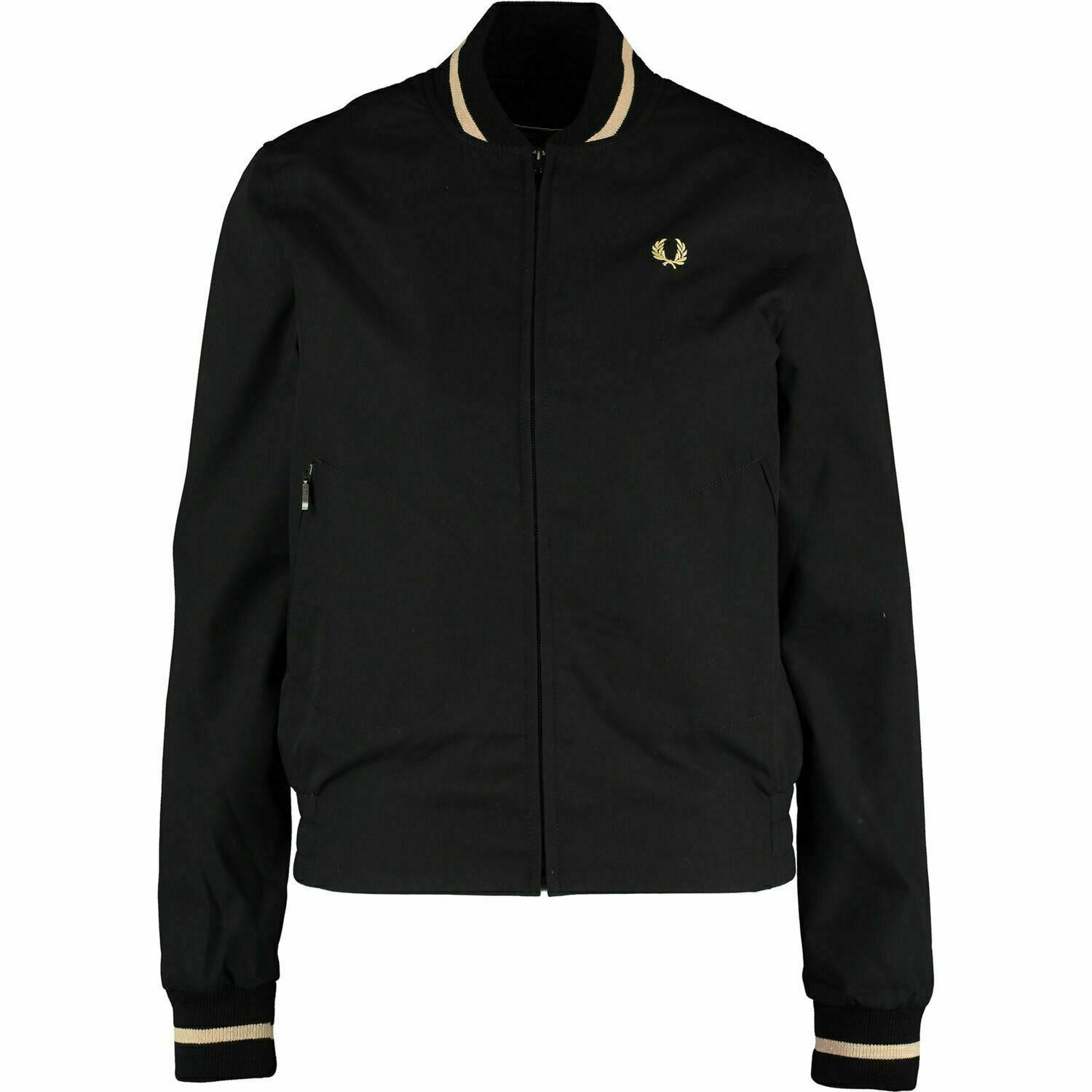 FRED PERRY Womens Tennis Bomber Jacket, Black/Champagne, size UK 8