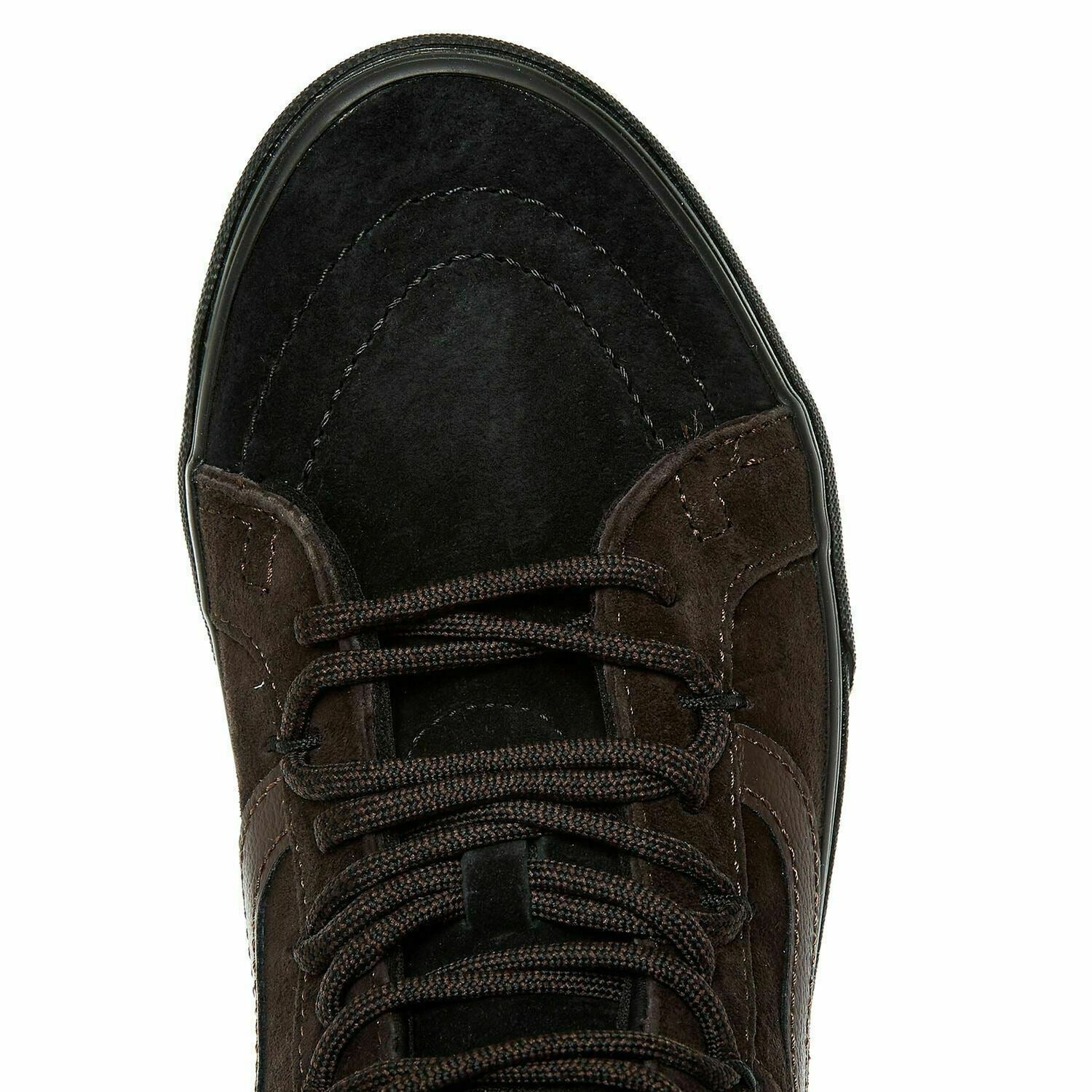 VANS: SK8-MID REISSUE Boys' Suede Leather Shoes, Brown/Black, UK junior 5
