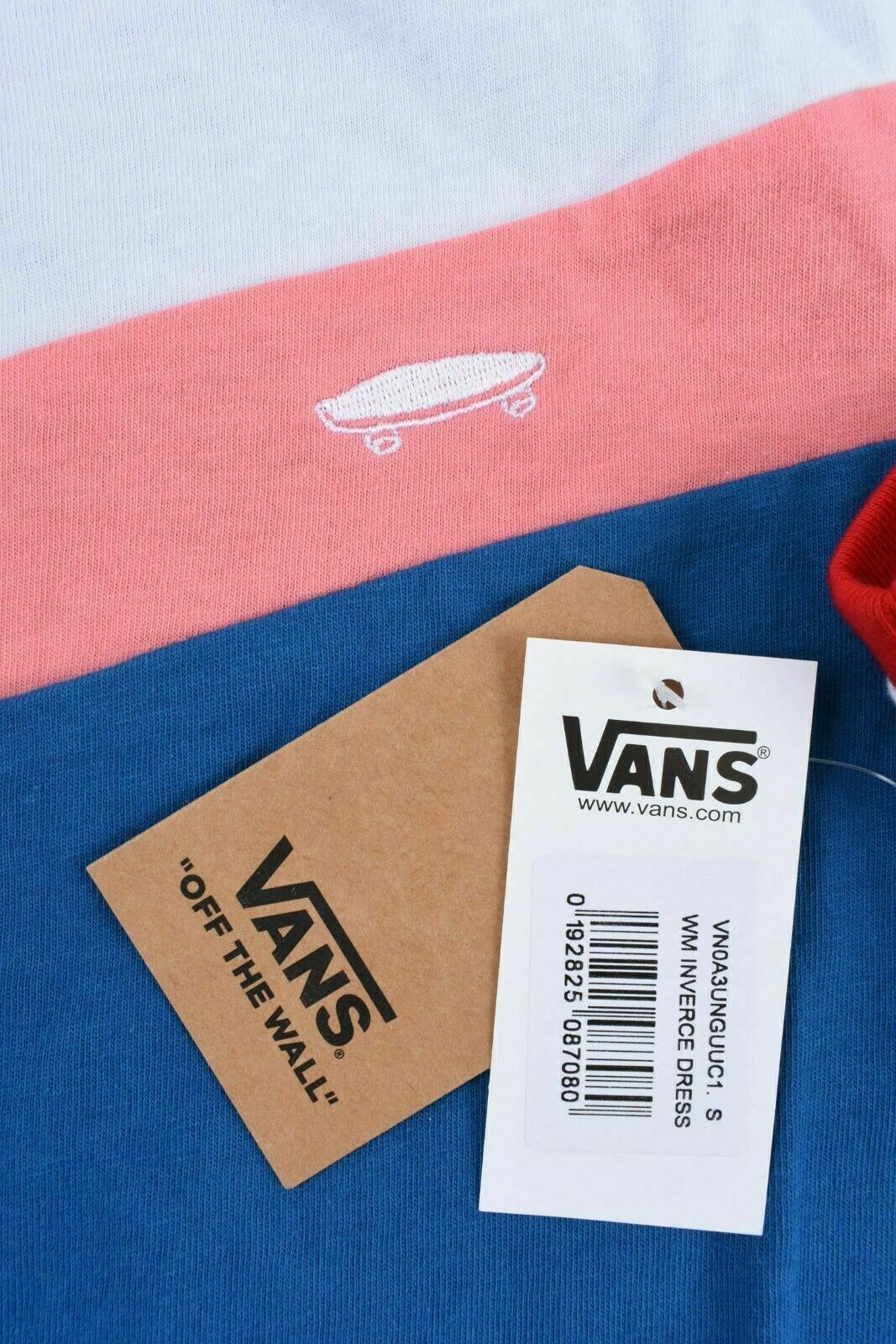 VANS Women's INVERCE Ringer Tee Dress, Blue/Multi, size SMALL