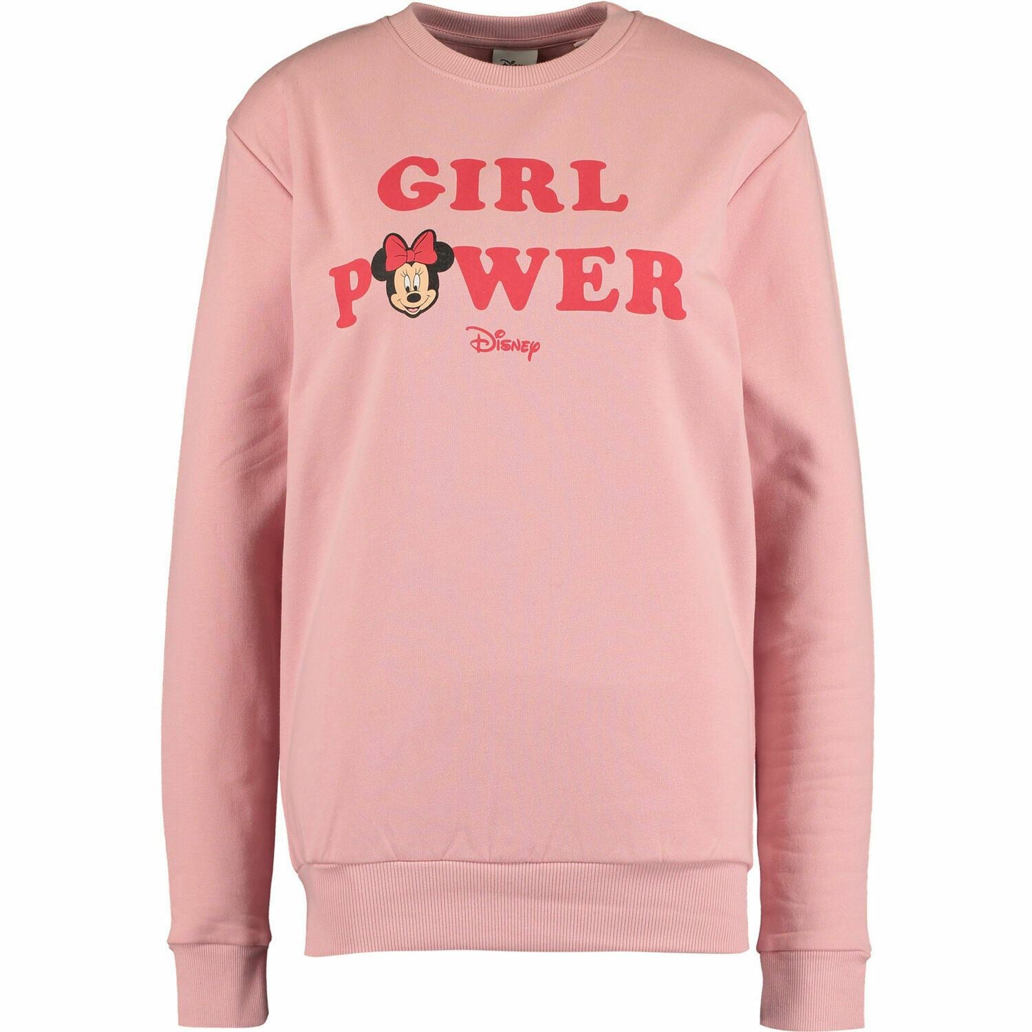 DISNEY Women's Minnie Forward Sketch Crew Sweatshirt, Dusty Pink, size L