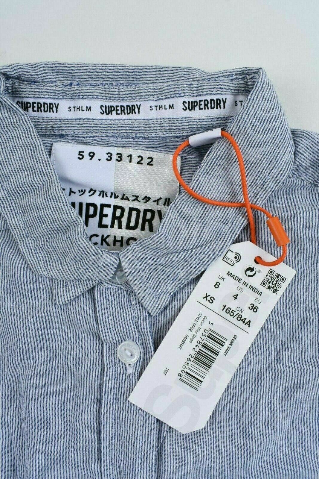 Superdry Women's DEVAN Blue Striped Shirt, size XS / UK 8