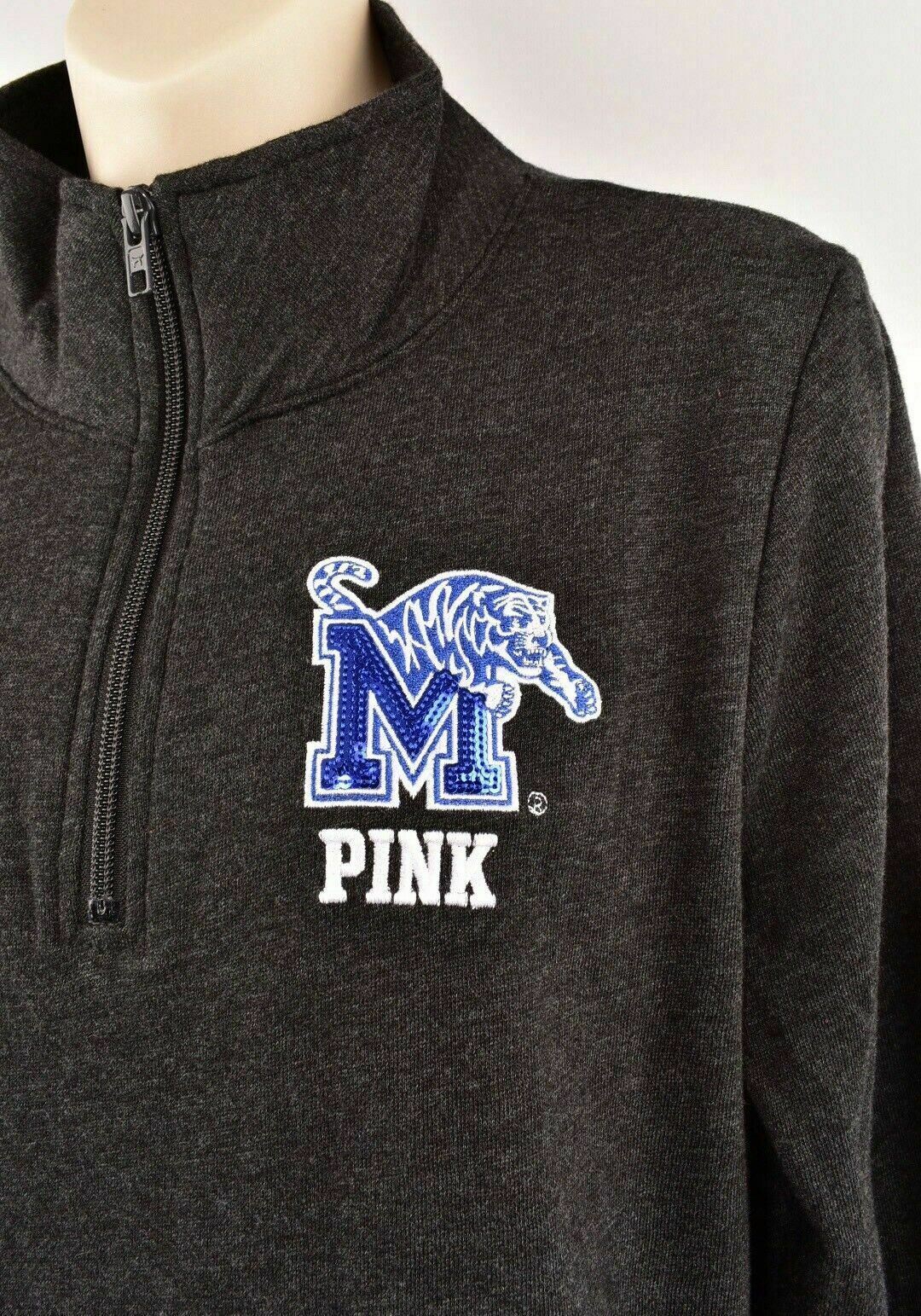 VICTORIA'S SECRET PINK Women's Girls' 1/2 Zip Memphis Sweatshirt, Grey, size M