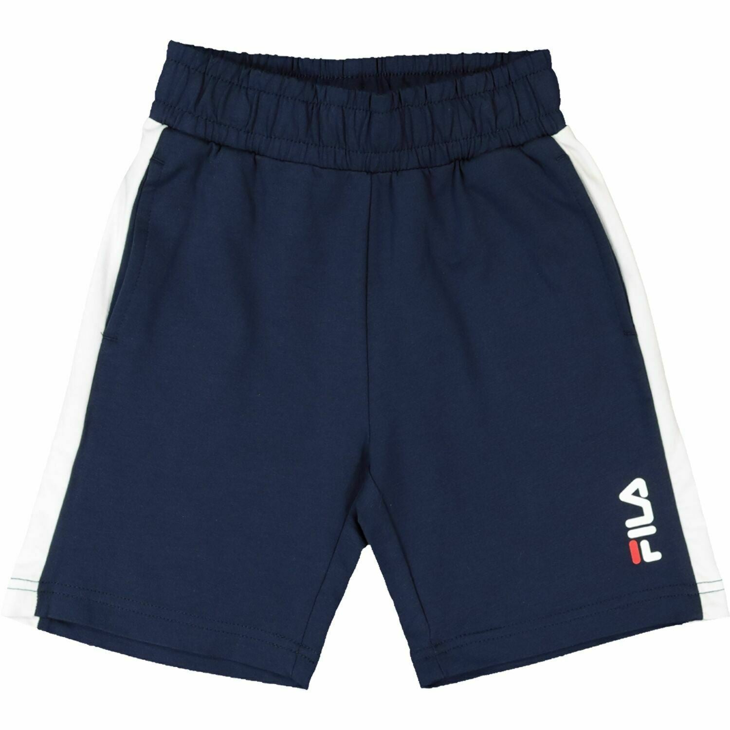 FILA Boys' Kids' Blue & White Side Stripe Cotton Jersey Shorts, 9 y to 10 years