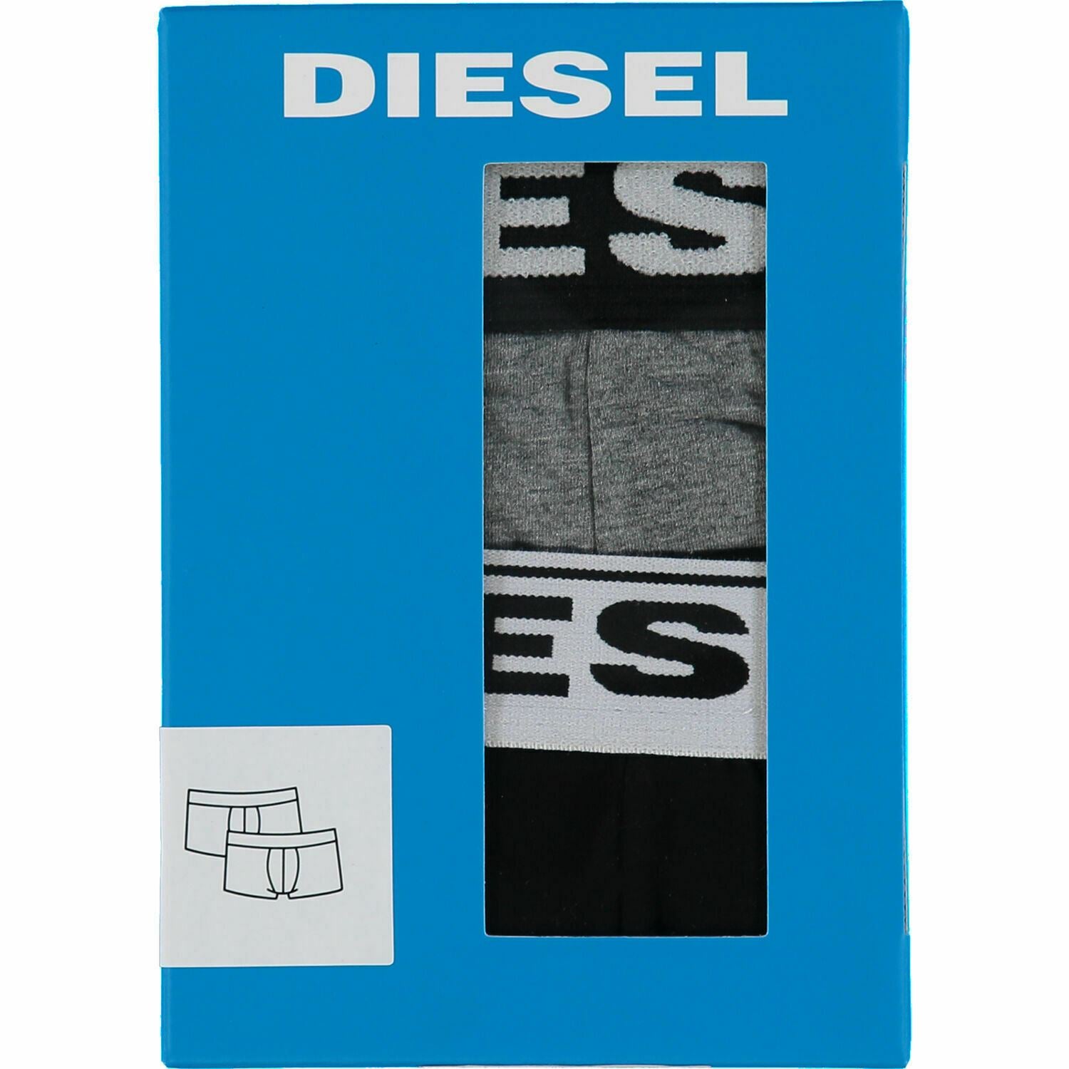DIESEL Underwear: Men's 2-Pack Stretch Cotton Boxer Trunks, Black/Grey, size L