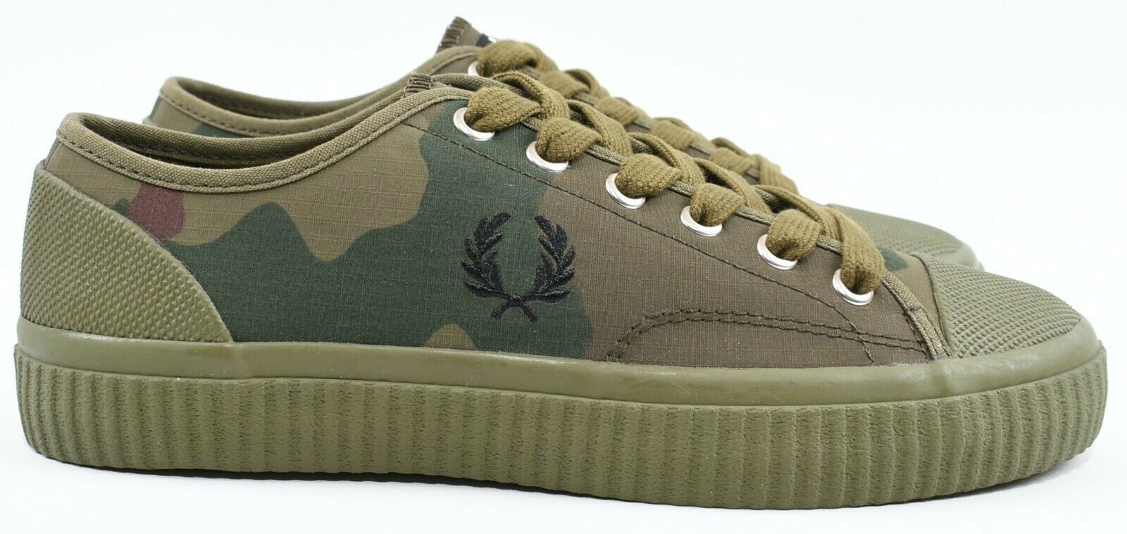 FRED PERRY x ARTIS Women's Khaki Green Camouflage Sneakers Trainers, UK 4