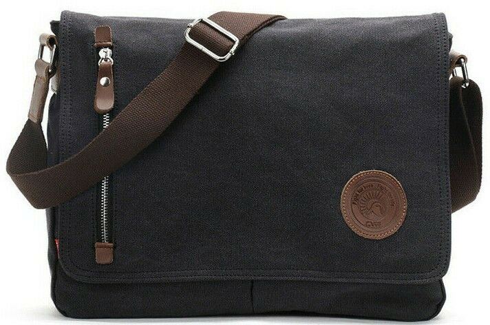Men's Canvas Messenger Bag /Crossbody Bag, Shoulder Bag, Black