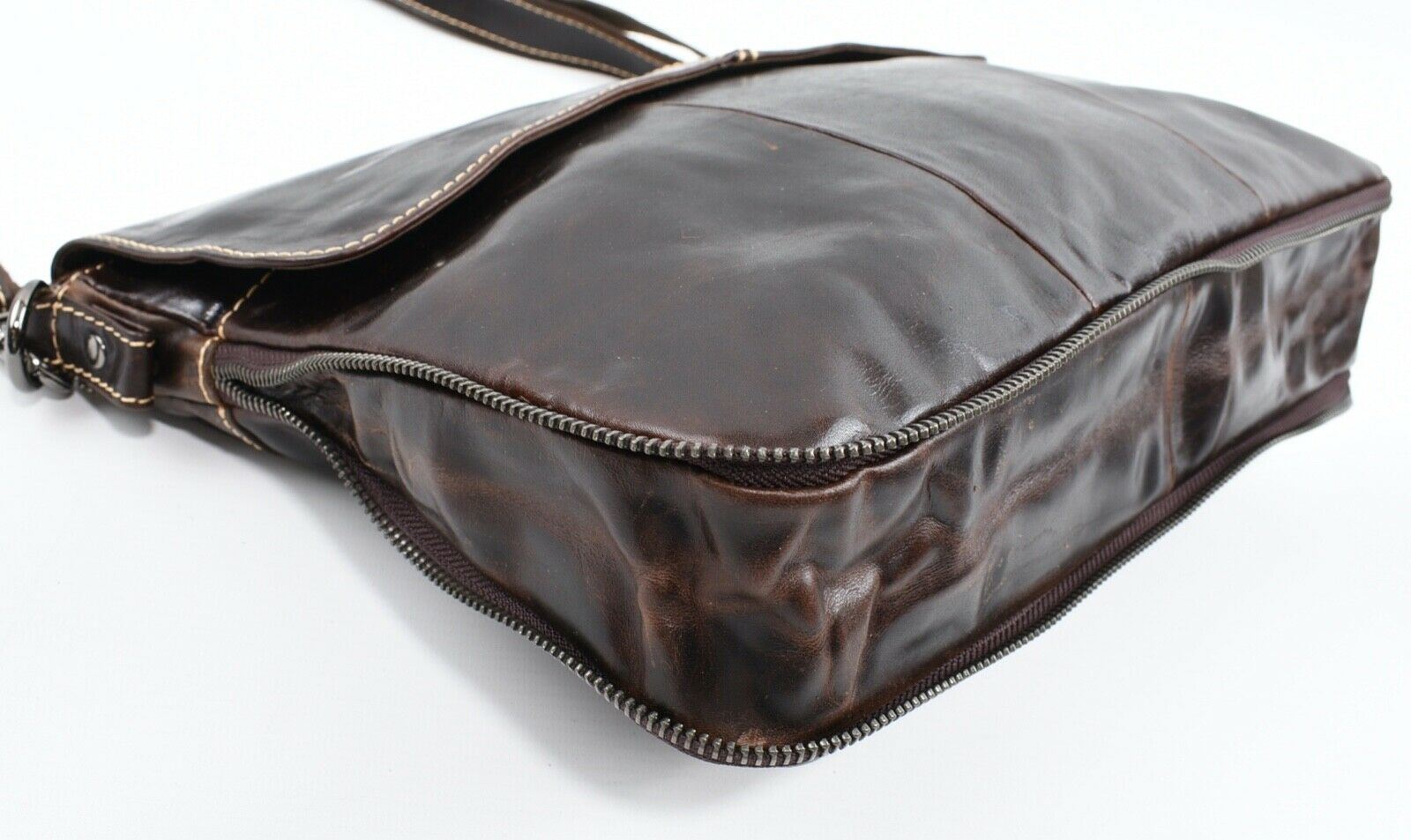 Men's Genuine Cowhide Leather Messenger Bag /Crossbody /Shoulder Bag, Dark Brown