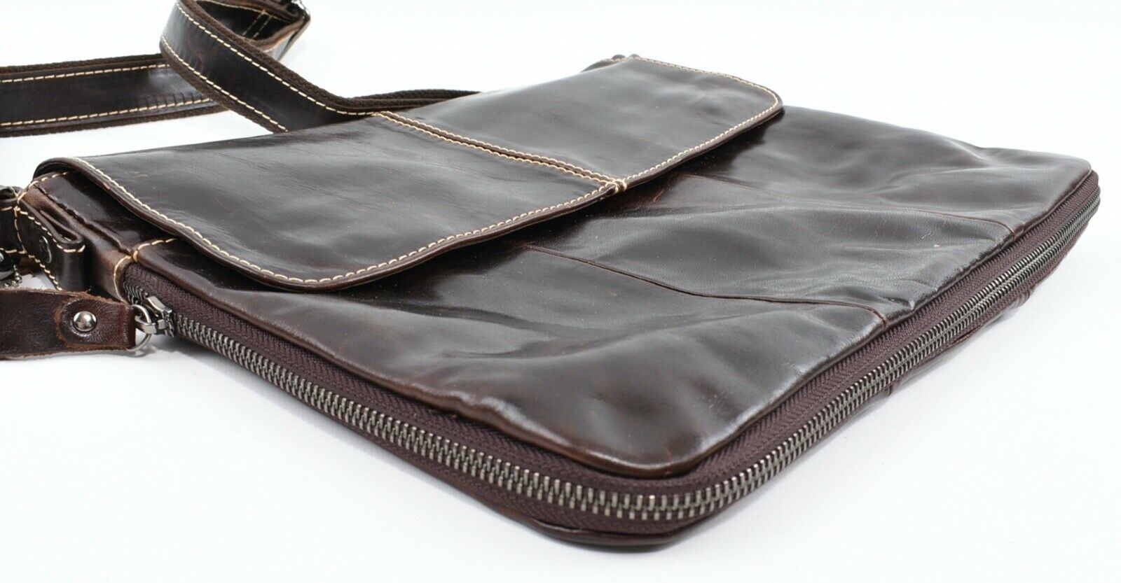 Men's Genuine Cowhide Leather Messenger Bag /Crossbody /Shoulder Bag, Dark Brown