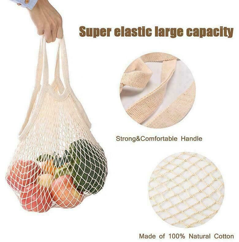 Pink Reusable Mesh Cotton Fruit/Vegetable Shopping Bag - 33x33cm