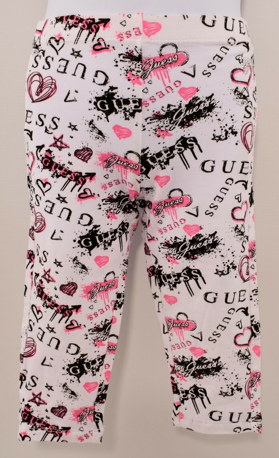 GUESS Girls' 2pc Adorable Summer Outfit, Top & Leggings, Pink/White, 4 years