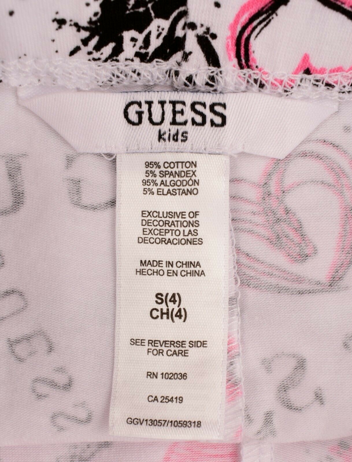 GUESS Girls' 2pc Adorable Summer Outfit, Top & Leggings, Pink/White, 4 years