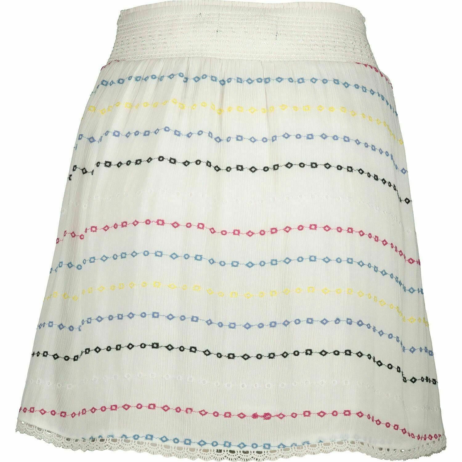 SUPERDRY Women's SARA Smocking Skirt, White/Geo, size XXS / UK 6