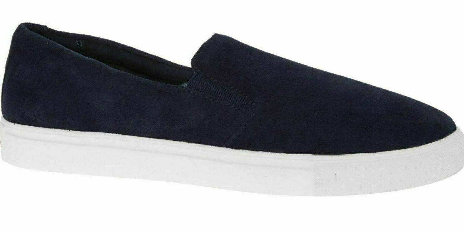 BROOKS BROTHERS Men's Dark Navy Suede Slip On Trainers, size UK 8
