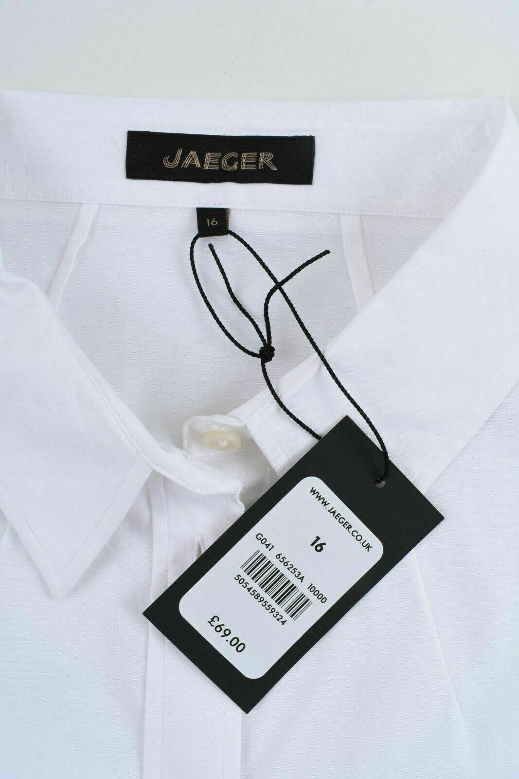 JAEGER Women's Essential Classic Cotton Shirt, White, size UK 16