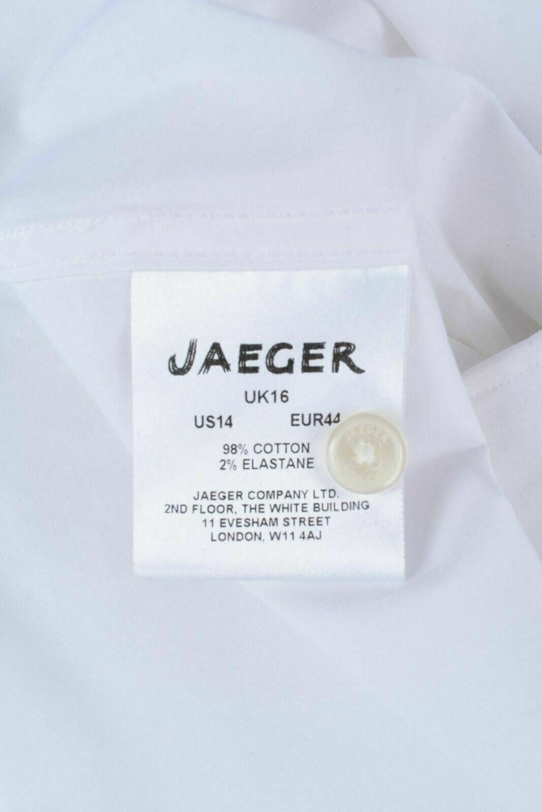 JAEGER Women's Essential Classic Cotton Shirt, White, size UK 16