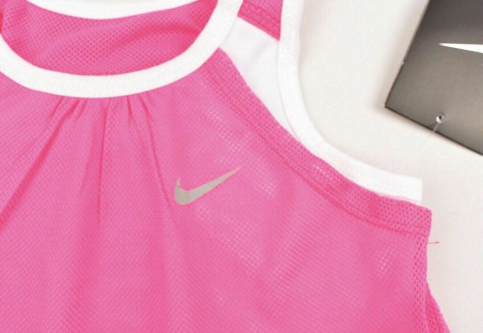 NIKE Girls' Kids' DRI-FIT Layered Top, Pink/White, size 5 years