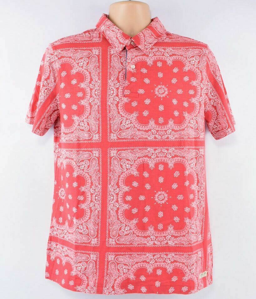 POLO RALPH LAUREN Mens Boys Polo Shirt Red/Patterned size S (18 y to 20 years)