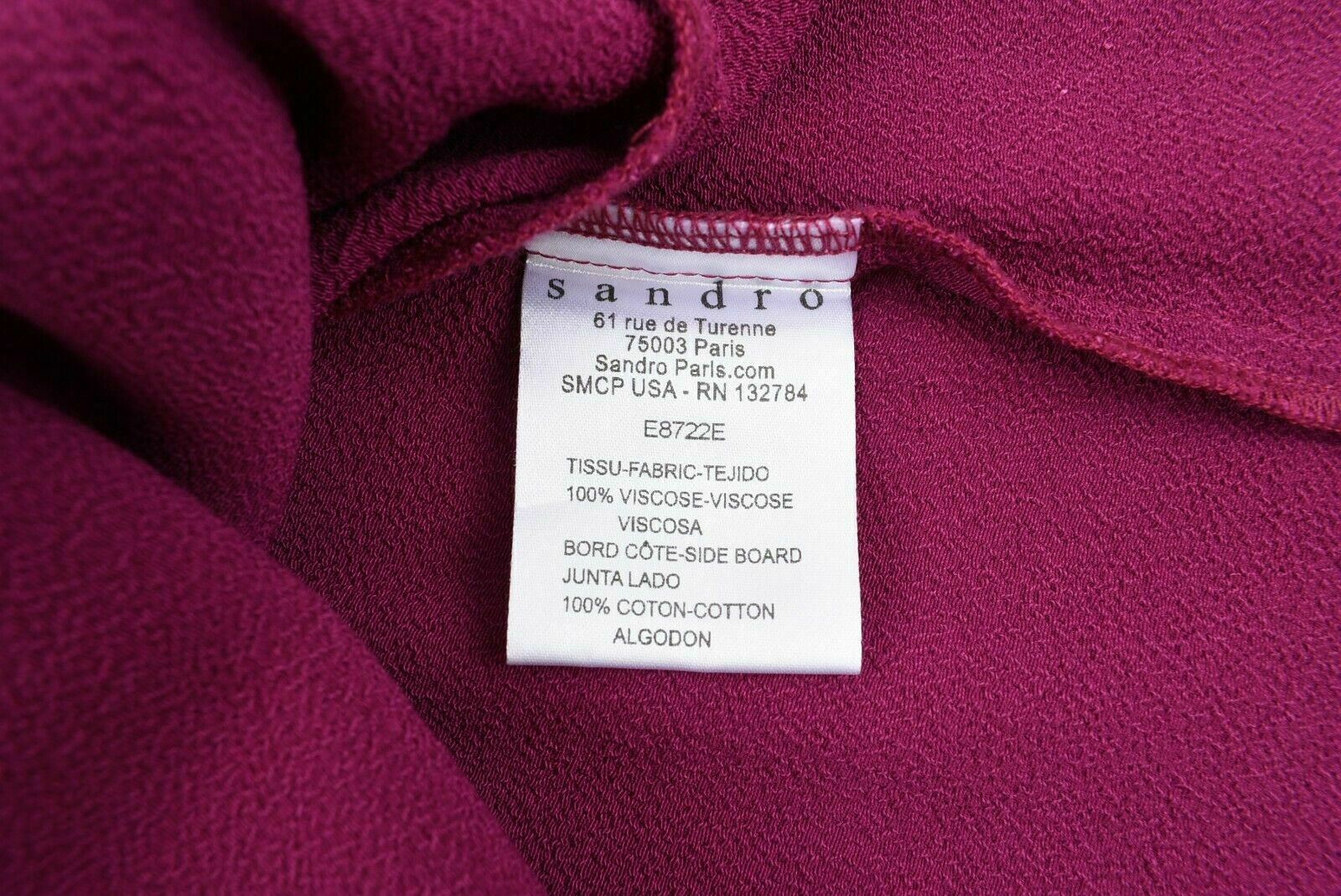 SANDRO Women's Sleeveless Crepe Top, Magenta, size UK 12