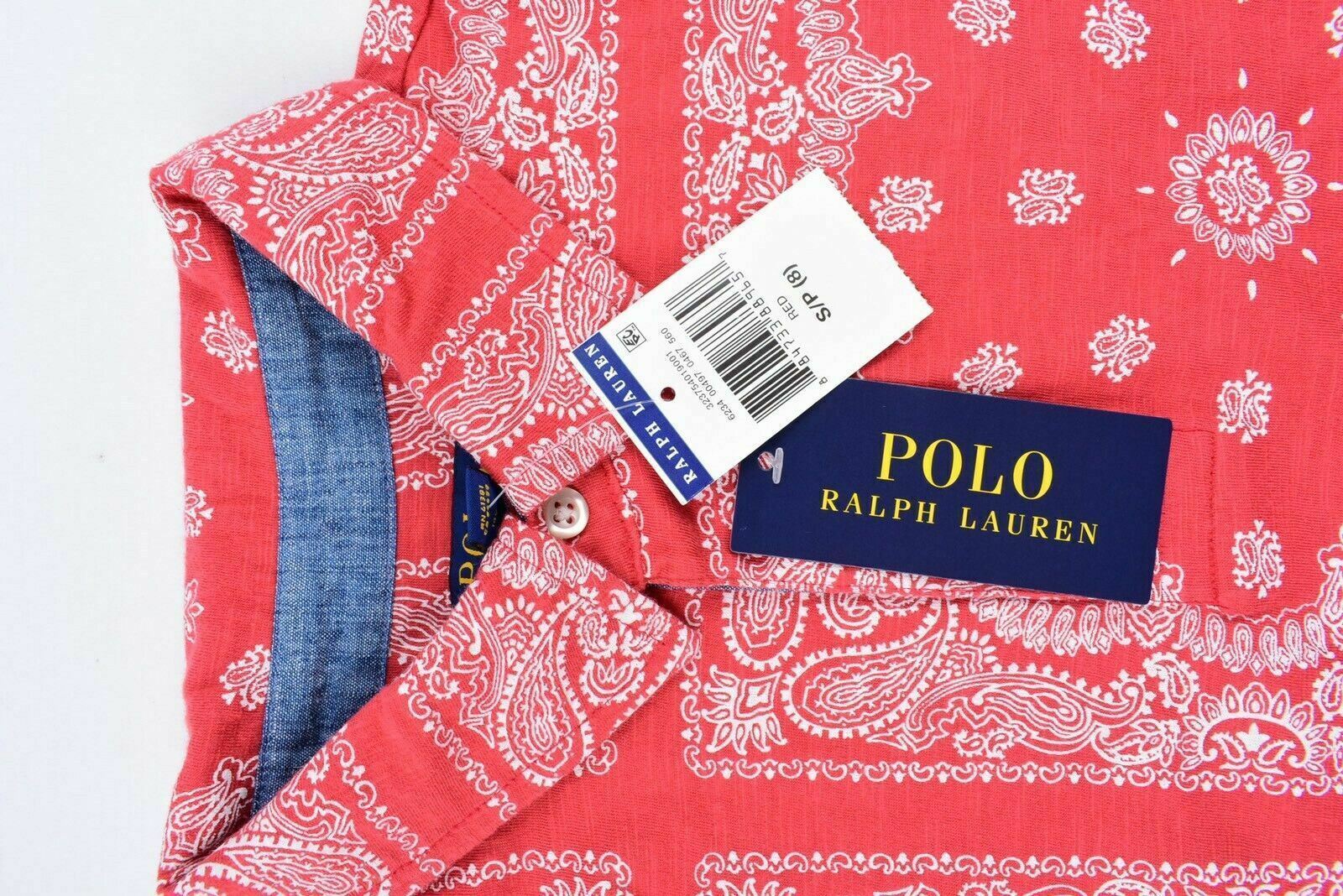 POLO RALPH LAUREN Boys' Kids' Polo Shirt, Red/Patterned, size 8 years