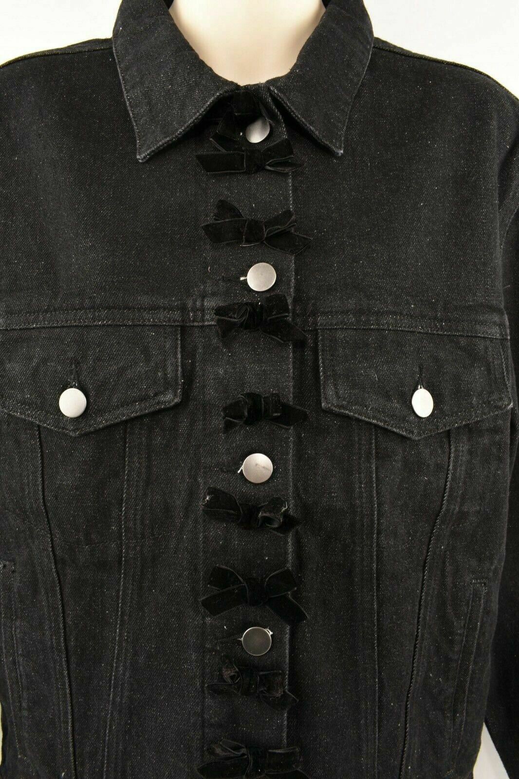 MANOUSH Women's Black Denim Bow Jacket, size UK 6 / FR 34