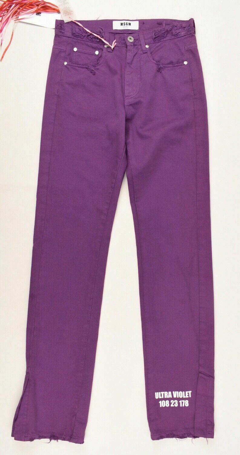 MSGM Women's ULTRA VIOLET Distressed Straight Jeans, size UK 8 / IT 38