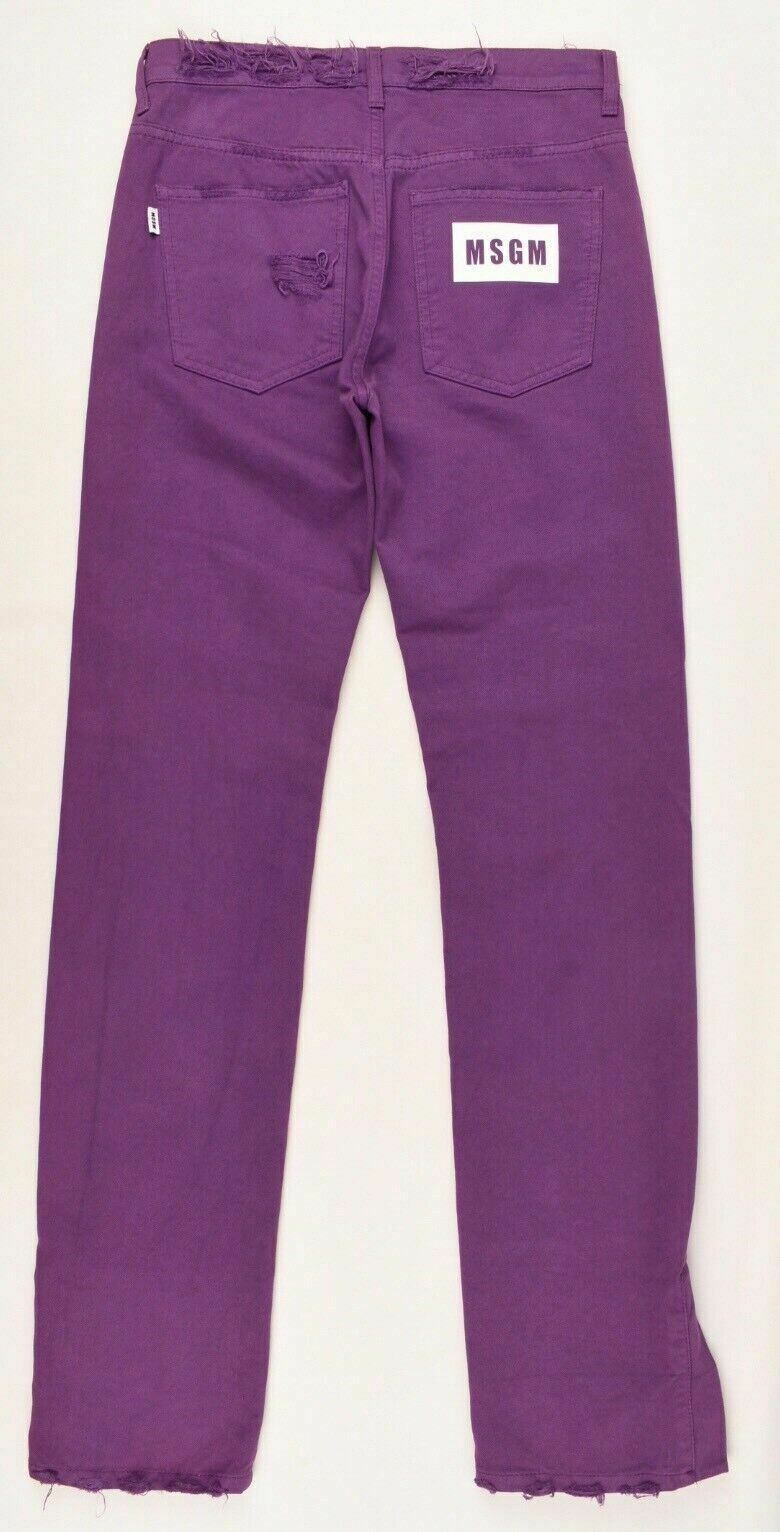 MSGM Women's ULTRA VIOLET Distressed Straight Jeans, size UK 8 / IT 38