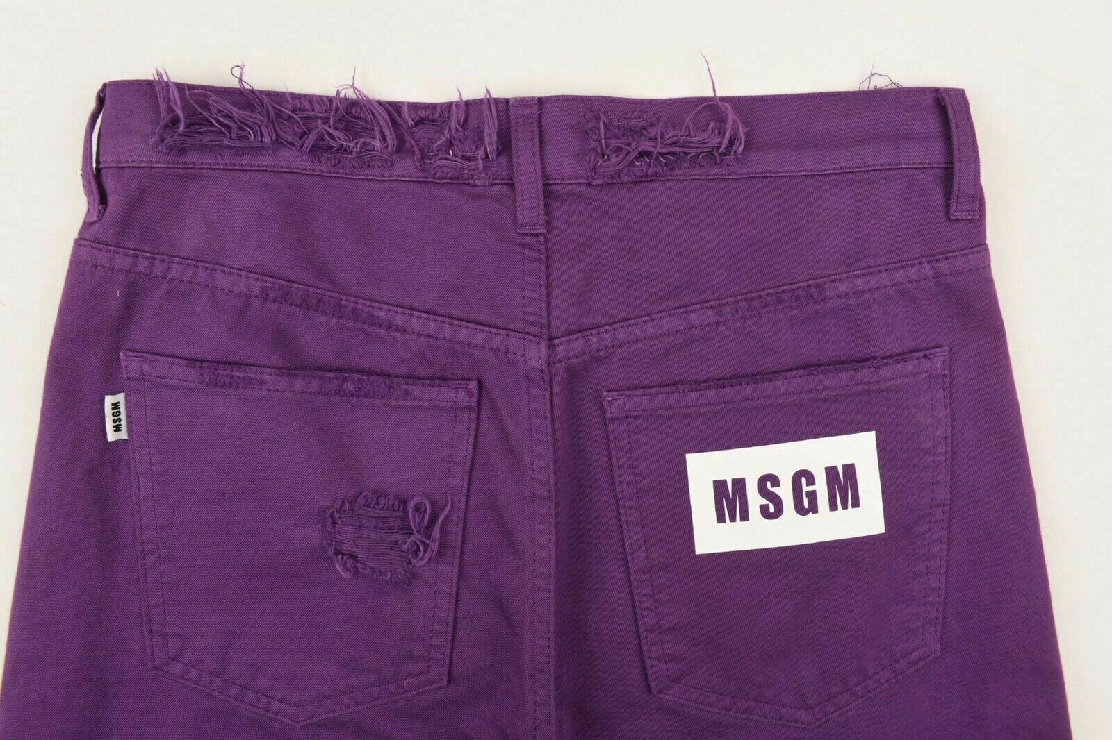 MSGM Women's ULTRA VIOLET Distressed Straight Jeans, size UK 8 / IT 38