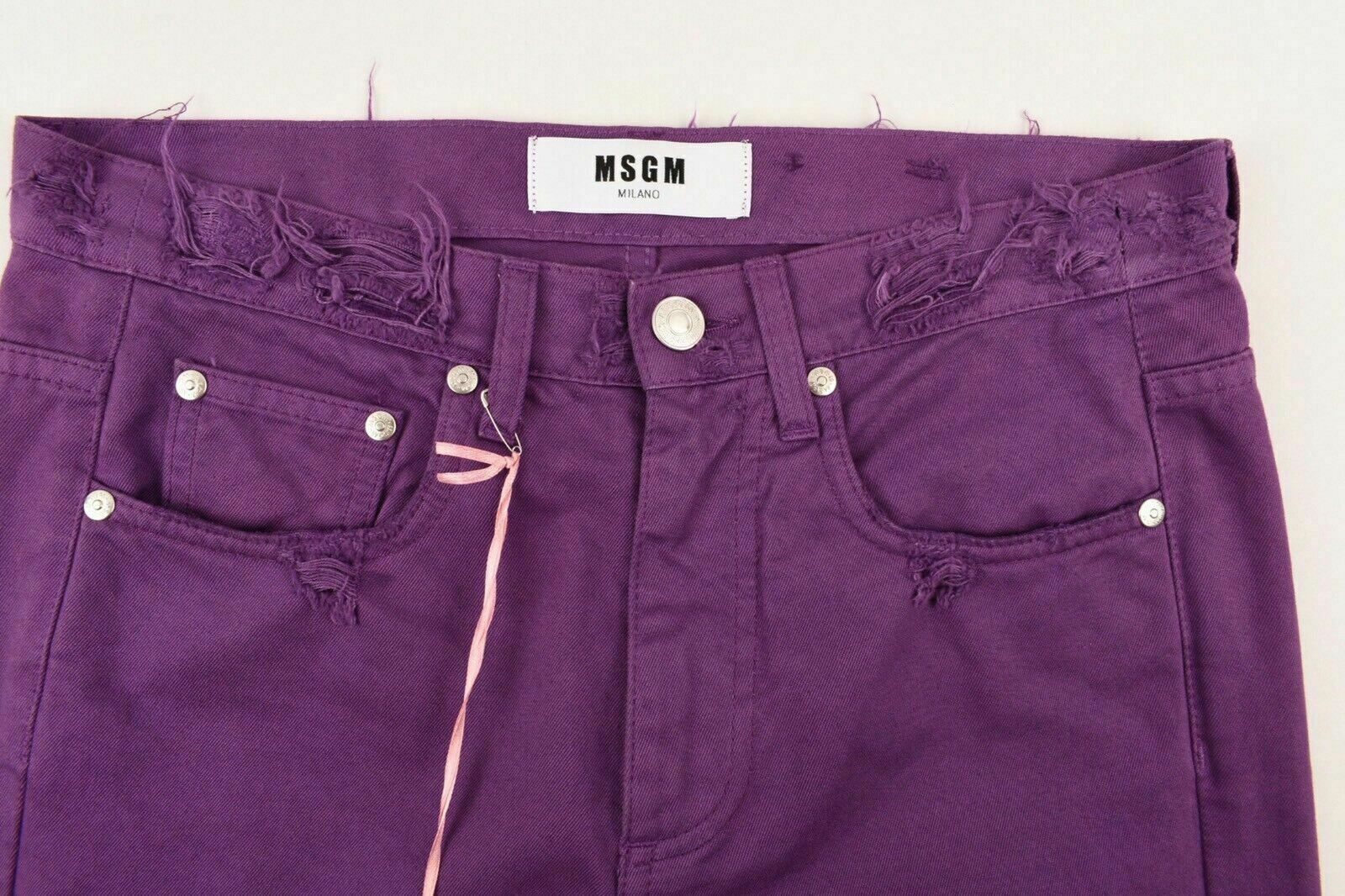 MSGM Women's ULTRA VIOLET Distressed Straight Jeans, size UK 8 / IT 38