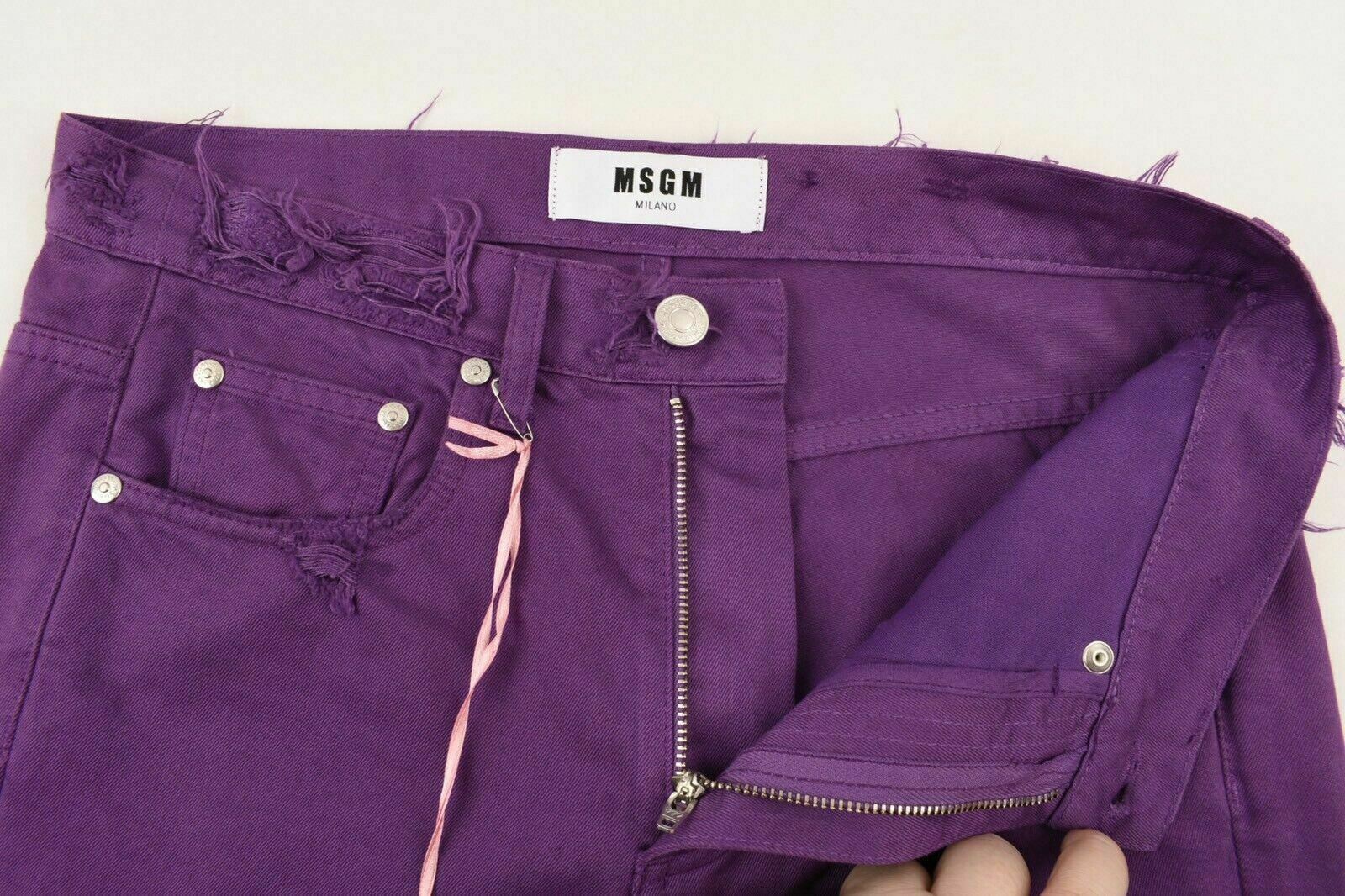 MSGM Women's ULTRA VIOLET Distressed Straight Jeans, size UK 8 / IT 38