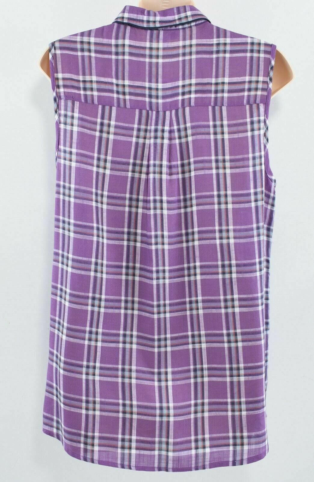 NEXT Women's Lightweight Sleeveless Shirt, Purple/Checked, size UK 10