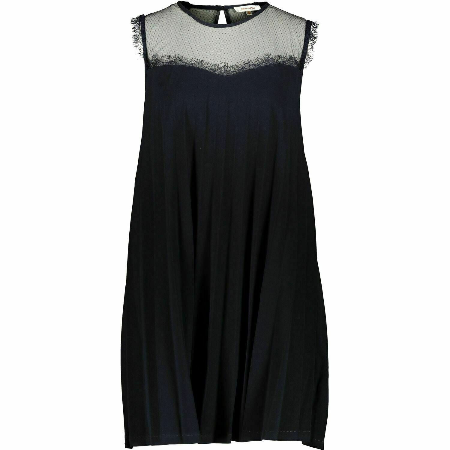 GRACE & MILA Women's Plisse Shift Dress, Navy Blue, size SMALL / UK 10