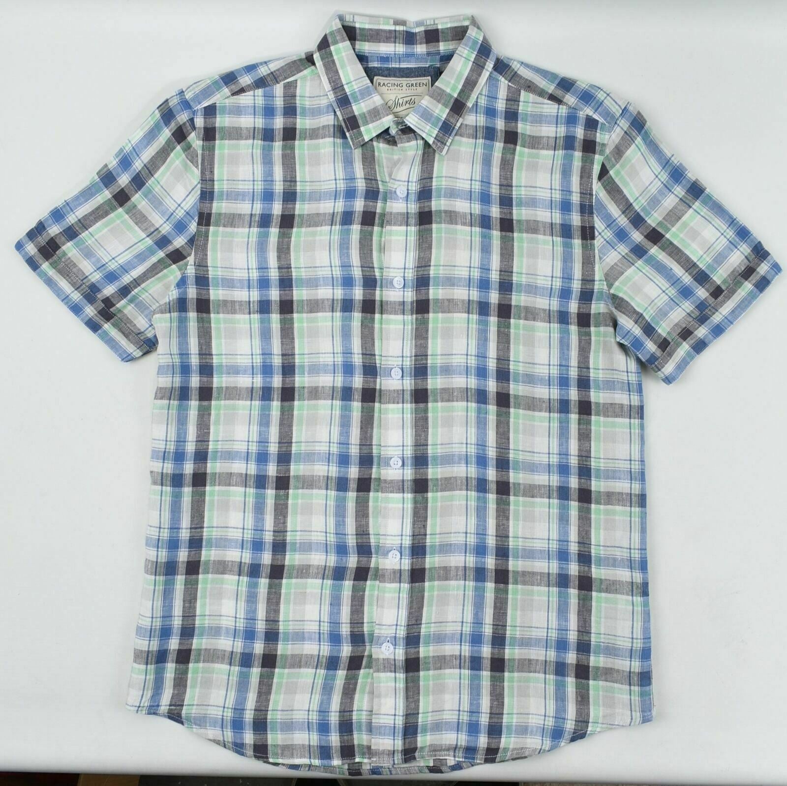 RACING GREEN Men's Checked Pattern Short Sleeve Shirt Size S
