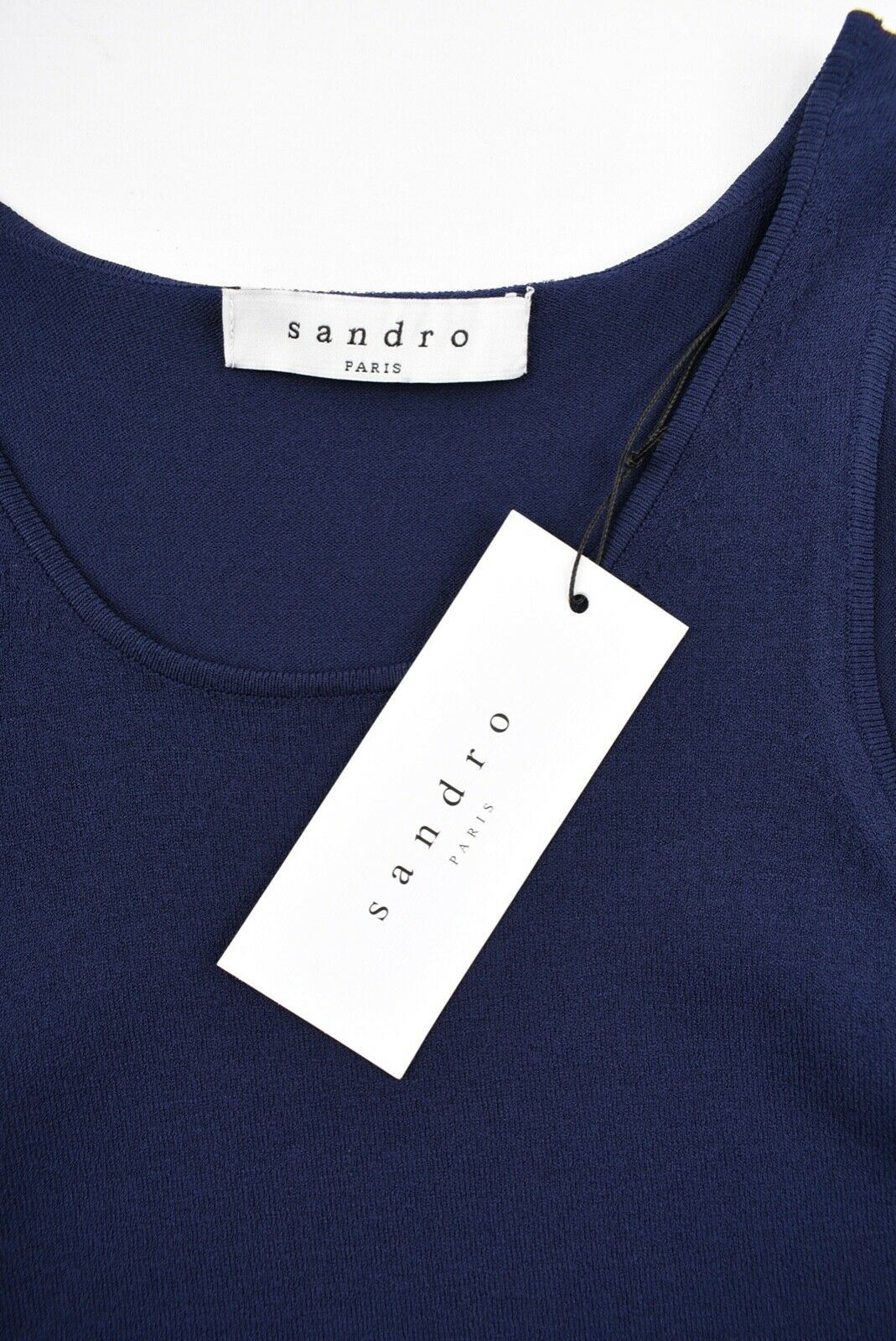 SANDRO Women's Stretch Longline Vest Top, Navy Blue, size UK 12