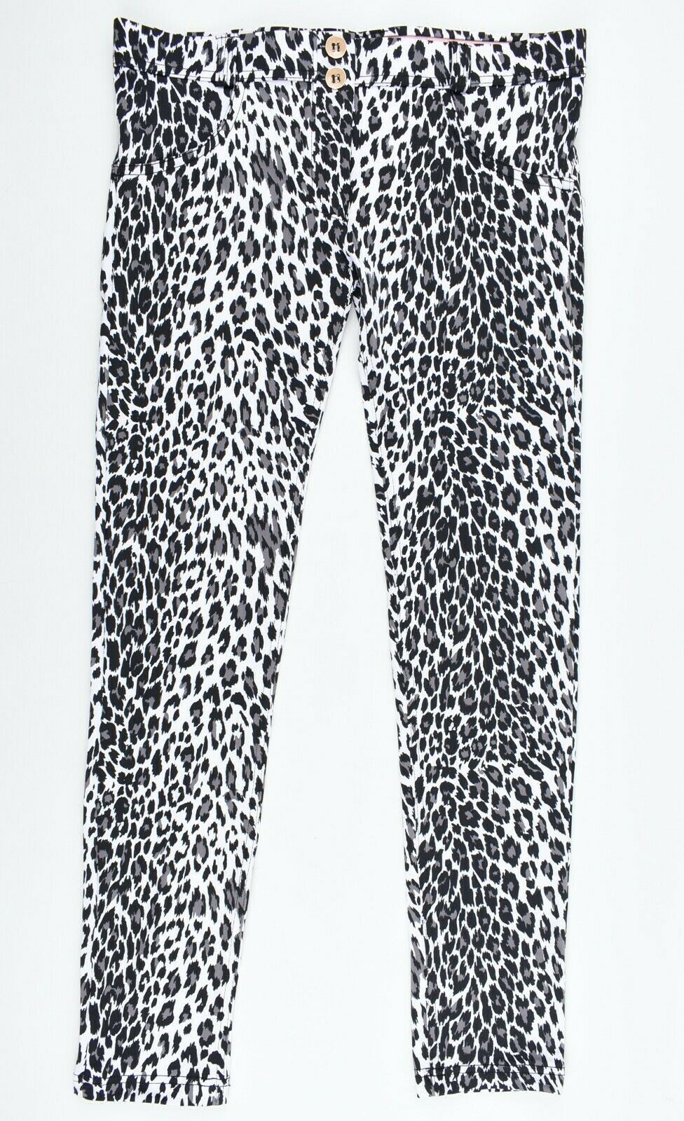 FREDDY Women's WR.UP Skinny Low Rise Jeggings, Grey/Black Leopard Print, UK 12