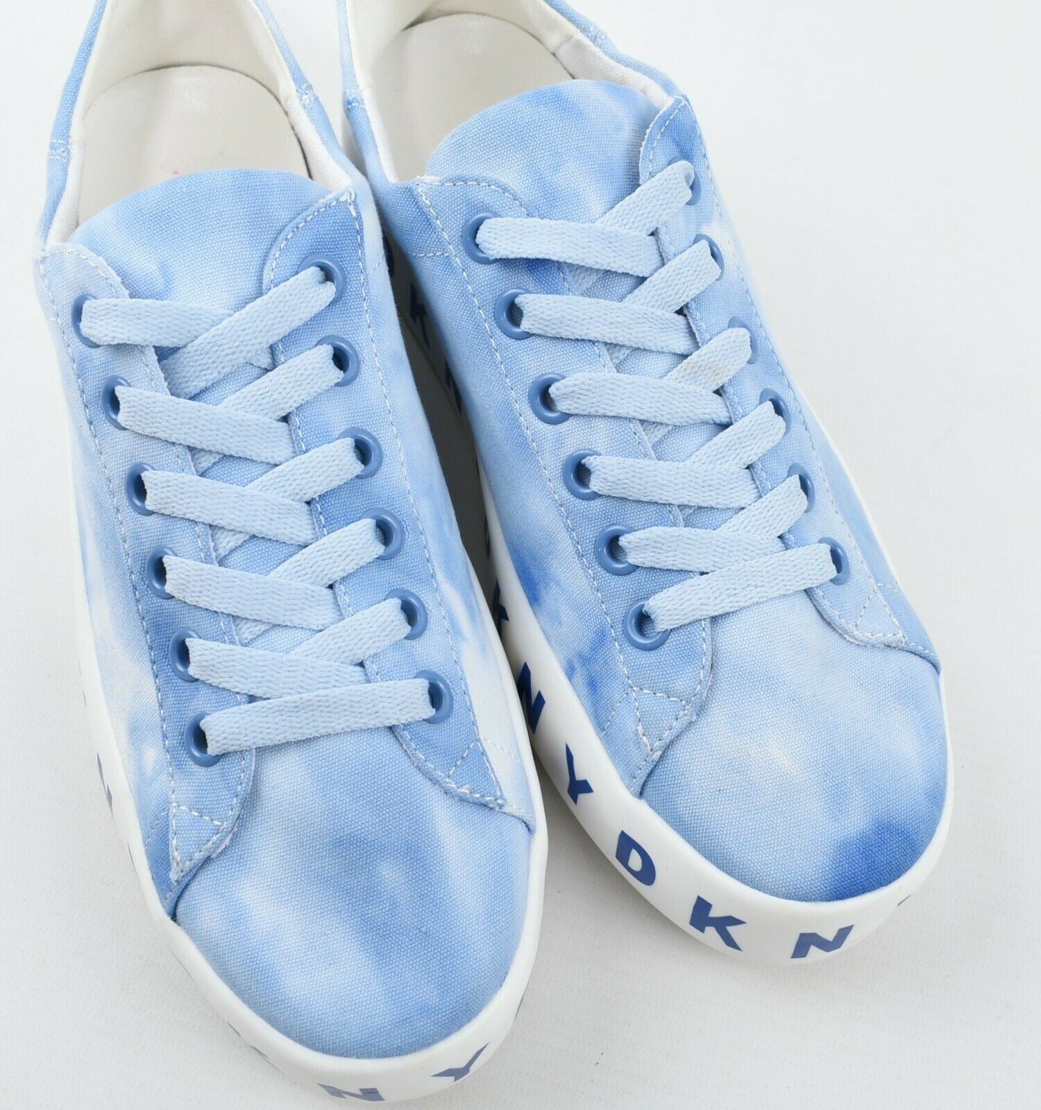 DKNY Women's Platform Canvas Sneakers, Light Blue Tie Dye, size UK 4.5 / EU 37.5