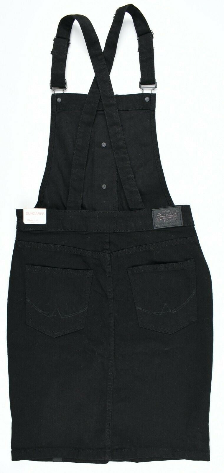 SUPERDRY Women's Girl's Pencil Dungaree Dress, Pinafore Dress, Black, size UK 8