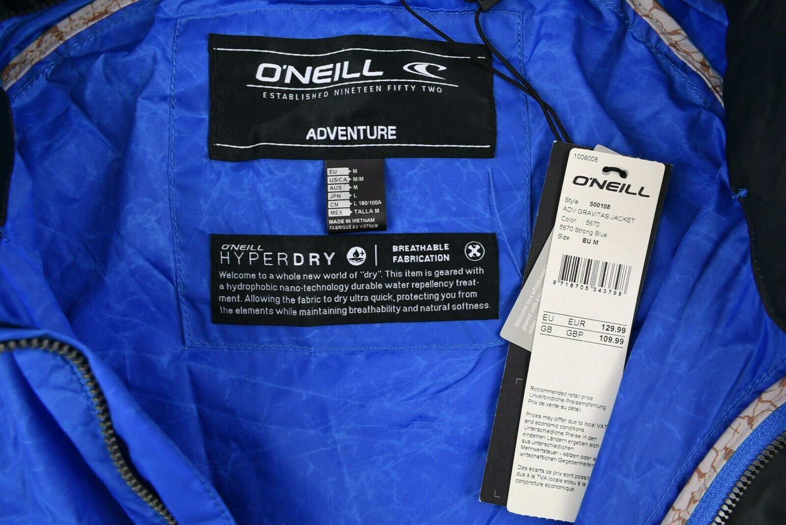 O'NEILL Men's Adventure Gravitas Jacket, Windbreaker, Strong Blue, size M