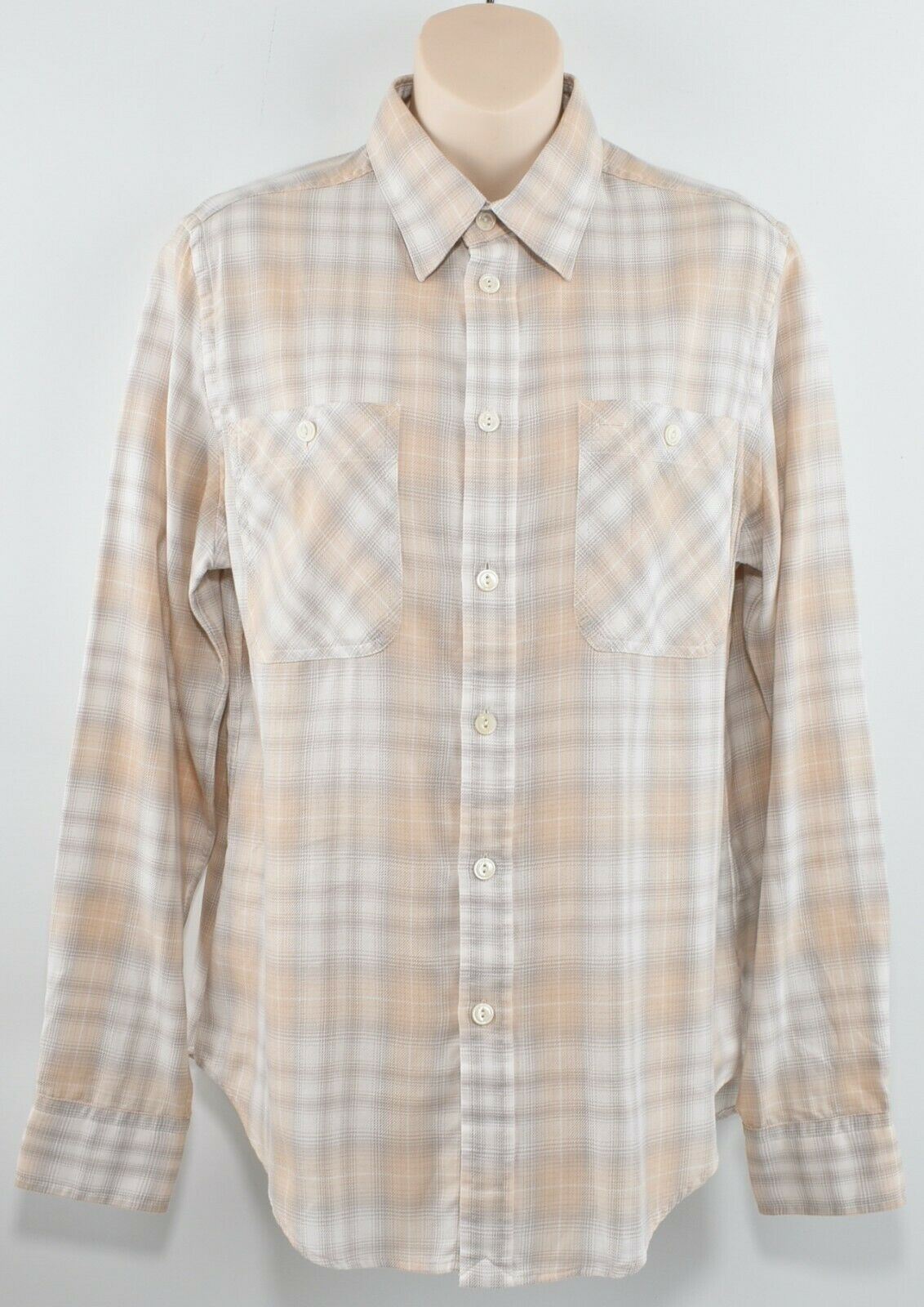 POLO RALPH LAUREN Women's Beige/Grey Checked Cotton Shirt, size L (UK 14)
