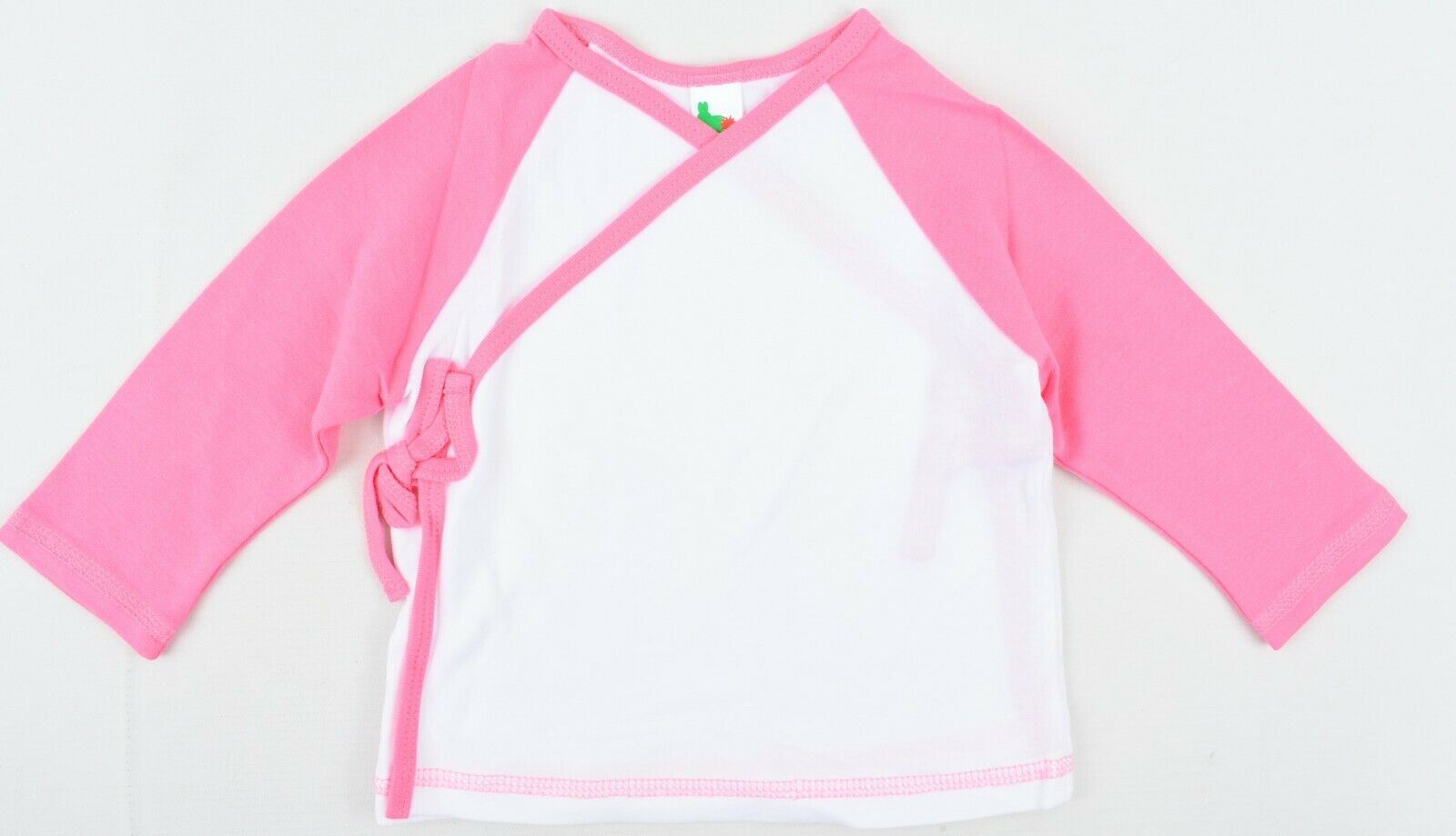 GREEN RABBIT Baby Wrap Around Top, White/Pink, MADE IN UK, size 12-18 months