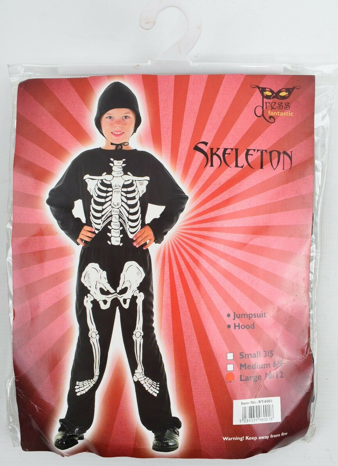 SKELETON Halloween Costume Boys' Kids' size 10-12 Years (by Dress Fantastic)