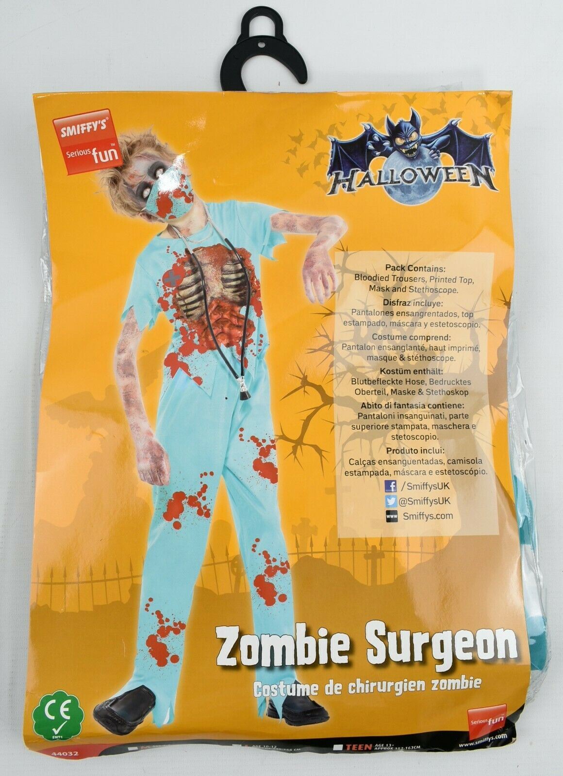 SMIFFY'S Boys' Kids' Halloween Costume: ZOMBIE SURGEON, size 10-12 Years