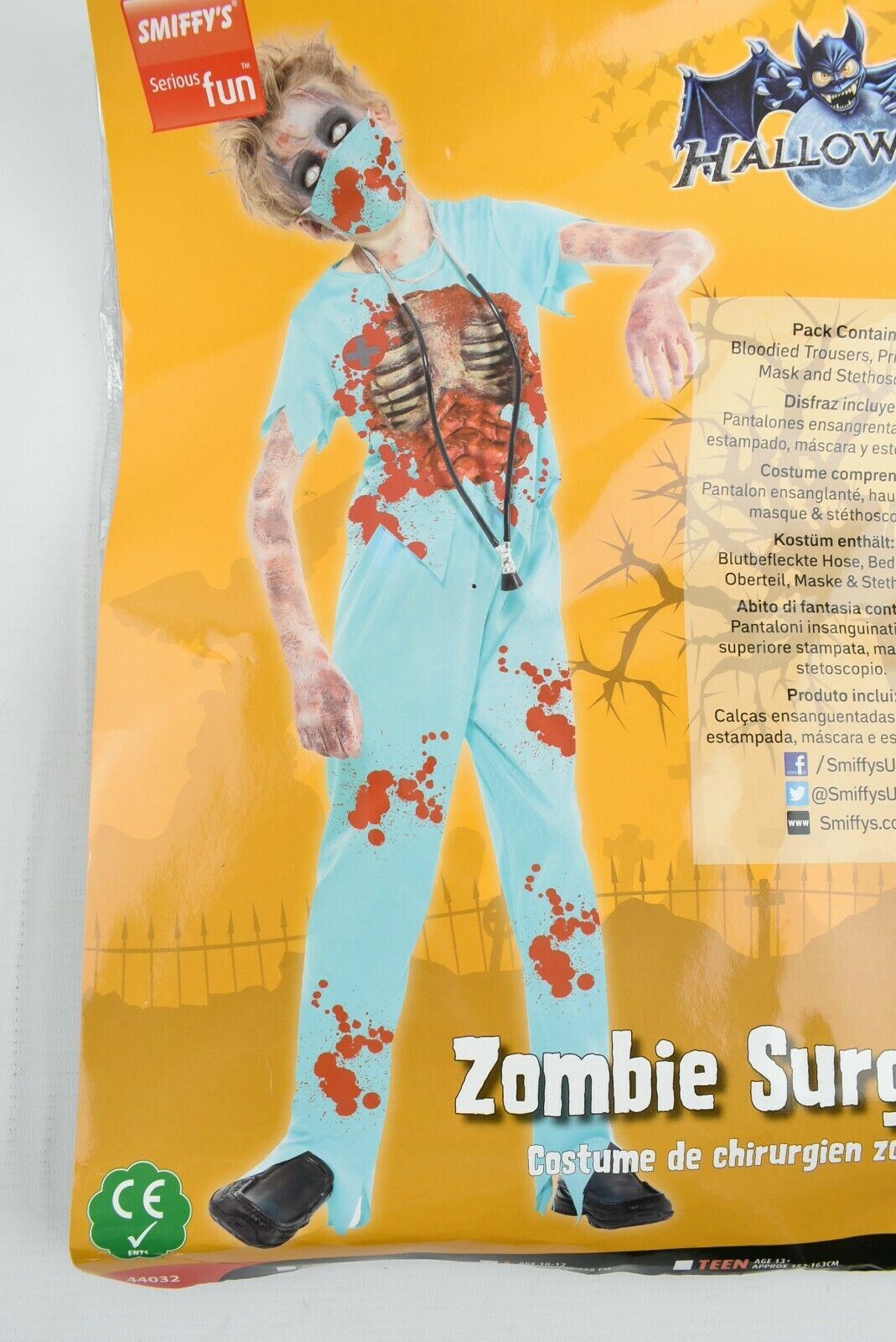 SMIFFY'S Boys' Kids' Halloween Costume: ZOMBIE SURGEON, size 10-12 Years