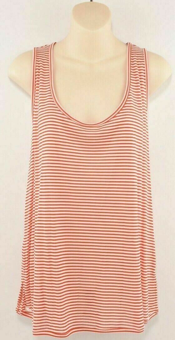 LACOSTE Women's Relaxed Sleeveless Tank Top Top, Red/White Striped, size L