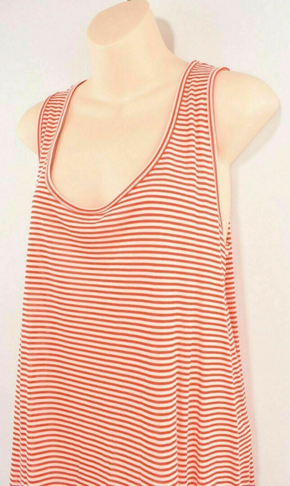 LACOSTE Women's Relaxed Sleeveless Tank Top Top, Red/White Striped, size L